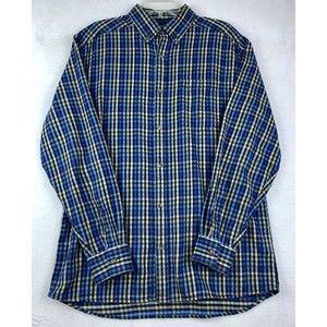 Mountain Khakis Jackson Hole Flannel Shirt Mens Medium Blue Yellow Plaid Adult
